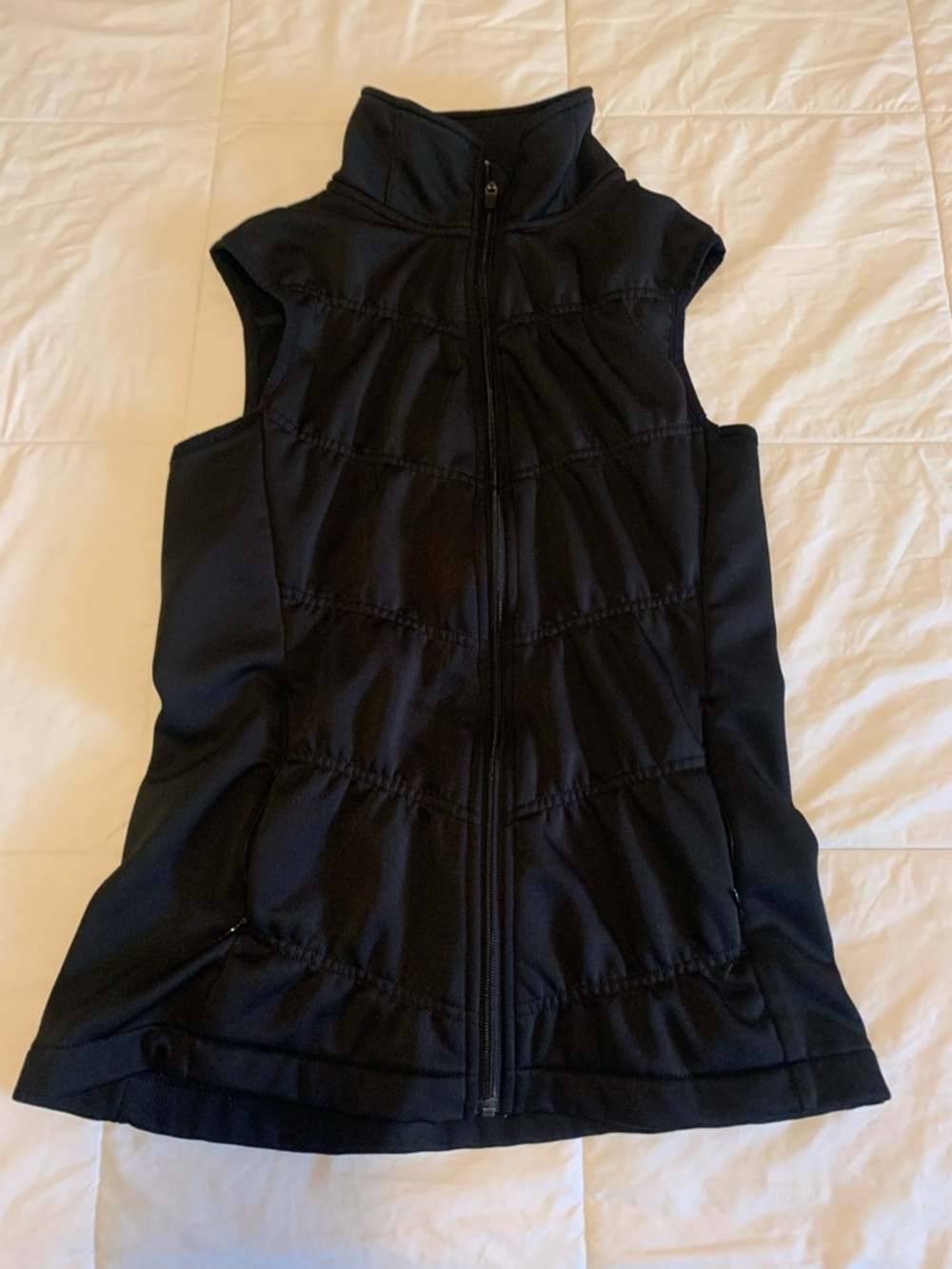 Athleta Black Sleeveless Zip Vest with Stand Collar